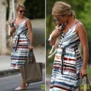 Anthropologie moulinette Soeurs afterlight striped flare shirt dress size 10